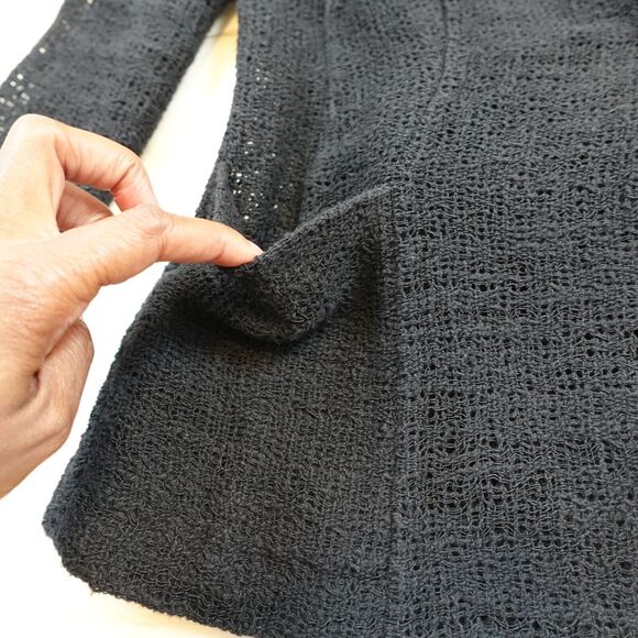 Elie Tahari Women 6 Jacket Open Knit Snap Closure Black - Picture 3 of 11